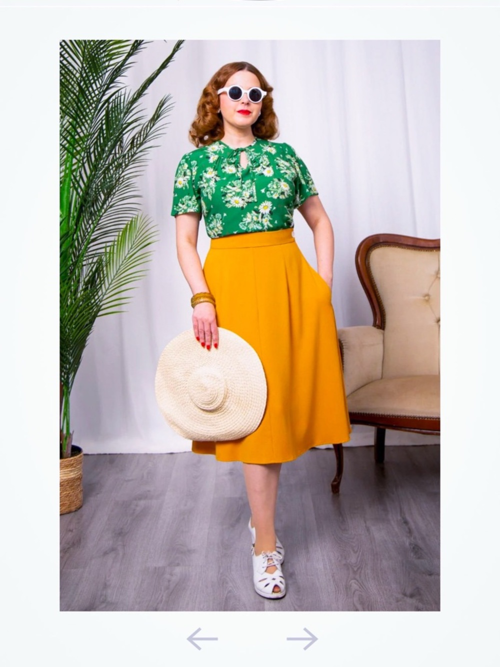 Retro Skirt | 1940s style | A-Line | Gold Mustard | Weekend Doll | UK 10 | S M